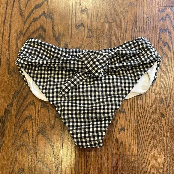 New Anthropologie Montce Paula Tie Up Bikini Bottoms Gignham Large B-1322 - Picture 3 of 3